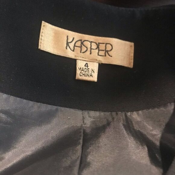 Kasper Skirt Suit Women's Size 4 Black Beaded 2-Piece Set Blazer & Skirt - Picture 9 of 12